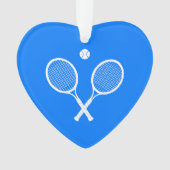Witte tennisrackets blauw hart ornament (voorkant)