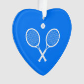Witte tennisrackets blauw hart ornament (voorkant)
