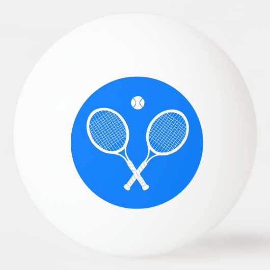 Witte Tennisrackets Blauwe Ping Pong Ballen (Achterkant)