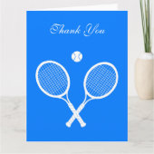 Witte Tennisrackets en Ball Blue Bedankkaart (Voorkant)
