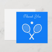 Witte Tennisrackets en Ball Blue Bedankkaart (Voorkant / Achterkant)