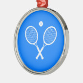 Witte Tennisrackets en Ball Blue Metalen Ornament (Links)