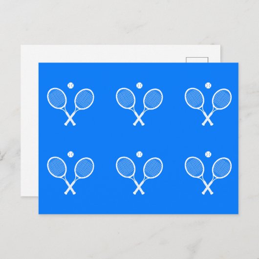 Witte tennisrackets en een Ball Blue achtergrond Briefkaart (Voorkant / Achterkant)