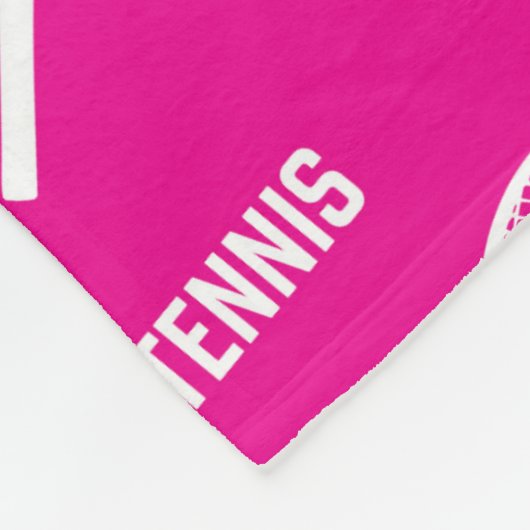🎾 witte tennisrackets op roze, aangepaste naam fleece deken (Hoek)