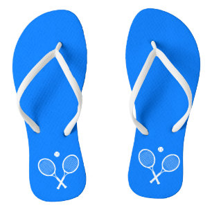 Witte tennisrackets ultramarijn blauw teenslippers