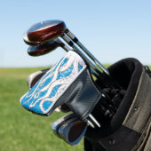 Witte Tentakels Octopus Kaart Blauw Nautisch Golfheadcover (Insitu)