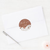 Witte Terracotta Bloemen Boho Elegante Dank Je Ronde Sticker (Envelop)