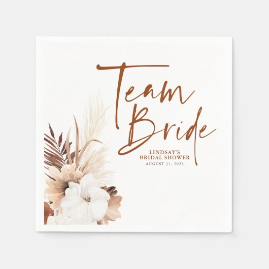 Witte Terracotta Bloemen Bruidsfeest Team Bruid Servet (Voorkant)