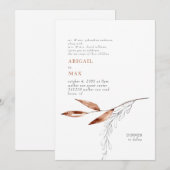 Witte/Terracotta Modern Foliage Parents Wedding Kaart (Voorkant / Achterkant)