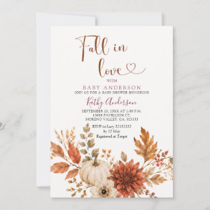 Witte Terracotta Verliefd op Pompoen Baby Shower Kaart