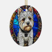 Witte Terrier Hond Portret Keramisch Ornament (Rechts)