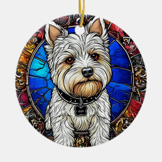 Witte Terrier Hond Portret Keramisch Ornament (Voorkant)
