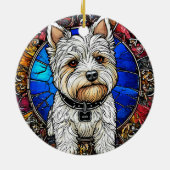 Witte Terrier Hond Portret Keramisch Ornament (Achterkant)