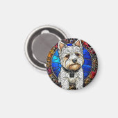 Witte Terrier Hond Portret Magneet (Voorkant / Achterkant)