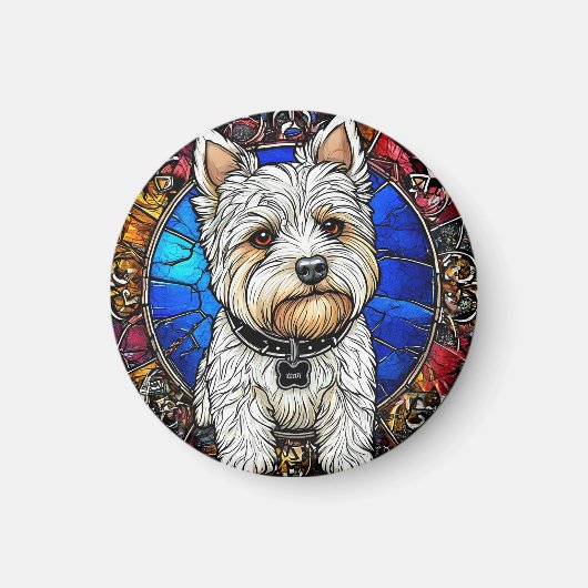 Witte Terrier Hond Portret Magneet (Voorkant)