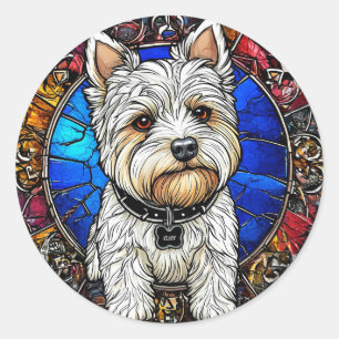 Witte Terrier Hond Portret Ronde Sticker