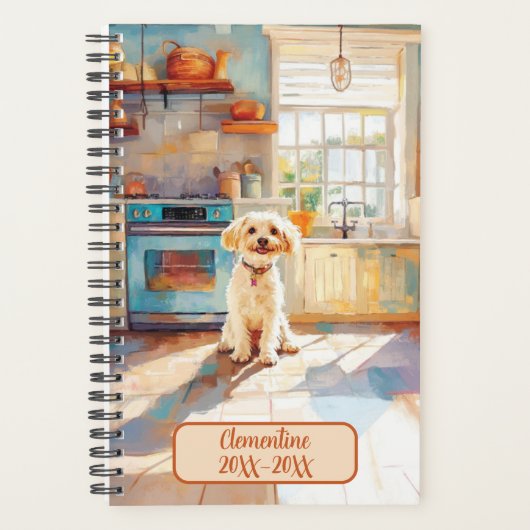Witte Terrier Mix Hond On Gedateerd Afspraakboek Planner (Voorkant)