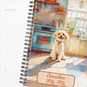 Witte Terrier Mix Hond On Gedateerd Afspraakboek Planner