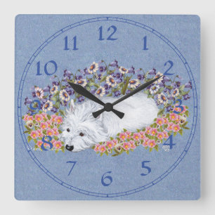 Witte Terrier Repose West Highland Vierkante Klok