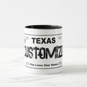 witte Texas licentie bord mok
