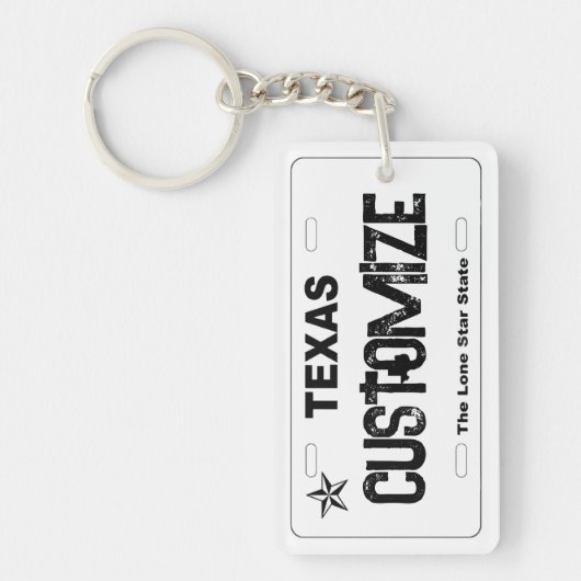  witte Texas licentie bord sleutelhanger (Voorkant)