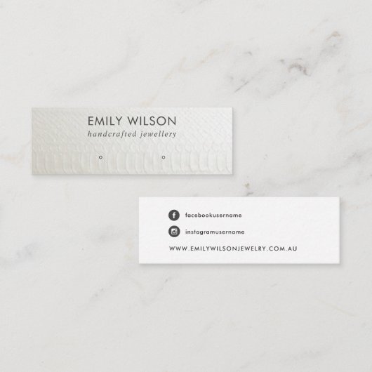 WITTE TEXTURE STUD EARRING DISPLAY KAART MINI VISITEKAARTJE (Voorkant / Achterkant)