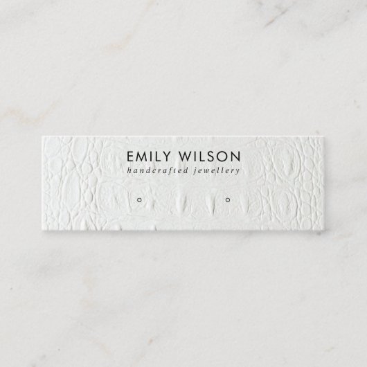 WITTE TEXTURE STUD EARRING DISPLAY KAART MINI VISITEKAARTJE (Voorkant)