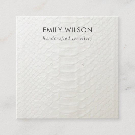 WITTE TEXTURE STUD EARRING DISPLAY KAART VIERKANTE VISITEKAARTJE (Voorkant)