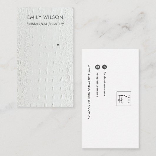 WITTE TEXTURE STUD EARRING DISPLAY KAART VISITEKAARTJE (Voorkant / Achterkant)