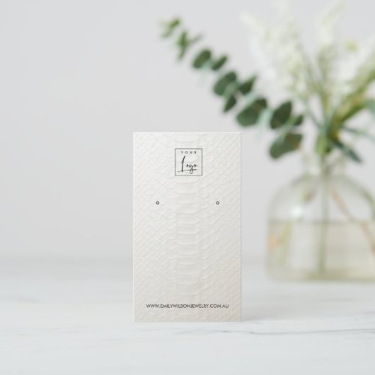 WITTE TEXTURE STUD EARRING DISPLAY KAART VISITEKAARTJE (Staand voorkant)
