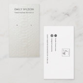 WITTE TEXTURE STUD EARRING DISPLAY KAART VISITEKAARTJE (Voorkant / Achterkant)