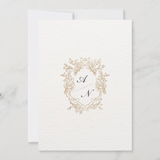 Witte textuur Bloemen Goud Islamitische bruiloft M Kaart (Achterkant)