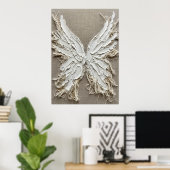 Witte Textuur Engelenvleugels Beeldhouwwerk Neutra Poster (Thuiskantoor)