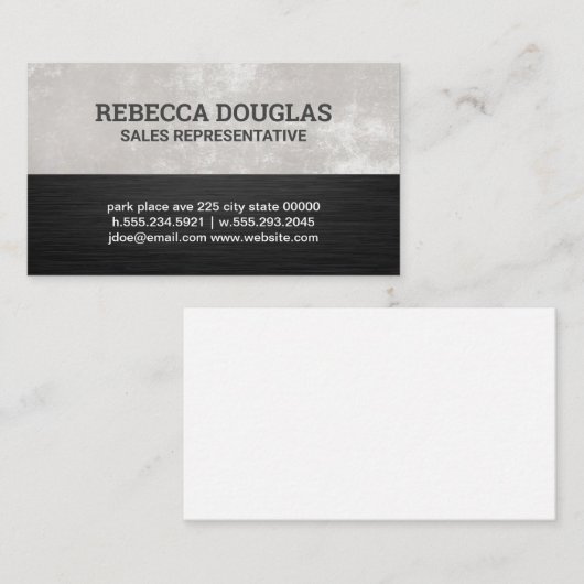 Witte textuur | Zwarte textuur Visitekaartje (Voorkant / Achterkant)