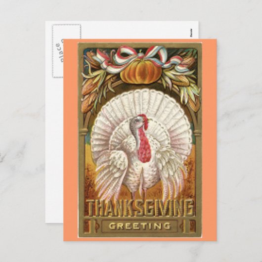  witte Thanksgiving Turkije Feestdagenkaart (Voorkant / Achterkant)