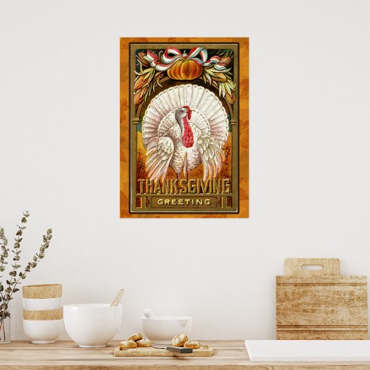  witte Thanksgiving Turkije Poster (Keuken)