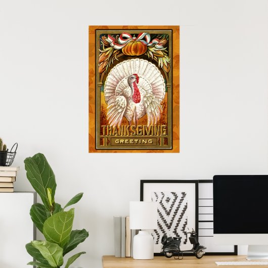  witte Thanksgiving Turkije Poster (Thuiskantoor)