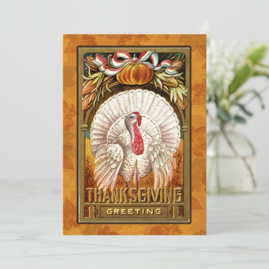  Witte Thanksgiving Turkije Uitnodiging (Staand voorkant)