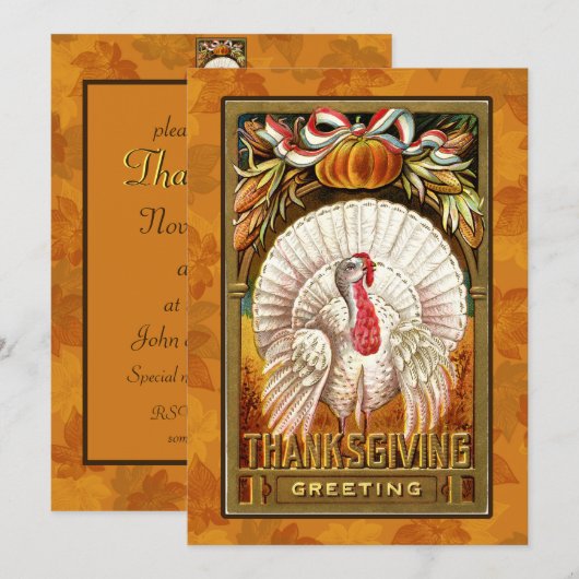 Witte Thanksgiving Turkije Uitnodiging (Voorkant / Achterkant)