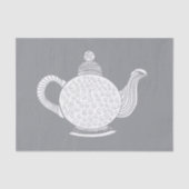 Witte theepot op grijs tissuepapier (Voorkant)