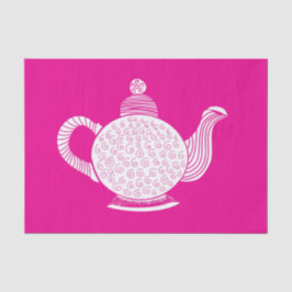 Witte theepot op Hot Pink Tissuepapier
