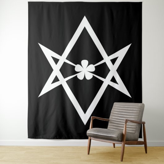 Witte Thelema ononderbroken unicurale hexagram op Wandkleed (In situ)