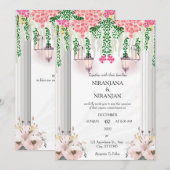 Witte thema bruiloft kaart (Voorkant / Achterkant)