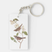 Witte-Throated Sparrow Audubon Bird in Dogwood Sleutelhanger (achterkant)