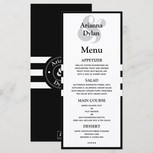 Witte Tie Affaire Menu (Voorkant / Achterkant)