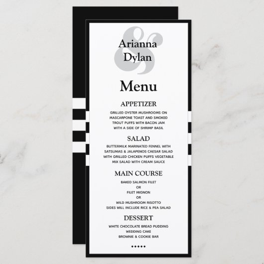 Witte-Tie-Angelegenheid Menu (Voorkant / Achterkant)