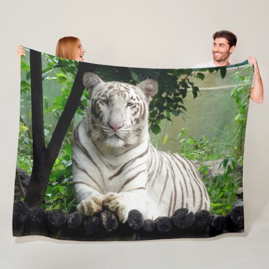 WITTE TIGER FLEECE DEKEN (In situ)