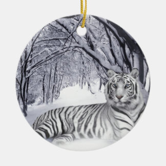 WITTE TIGER KERAMISCH ORNAMENT