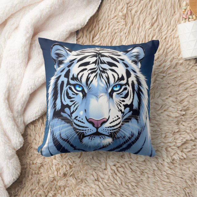 Witte Tijger Ai Kunst met Blauwe Ogen Kussen (Deken)
