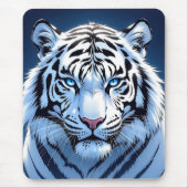 Witte Tijger Ai Kunst met Blauwe Ogen Muismat (Voorkant)